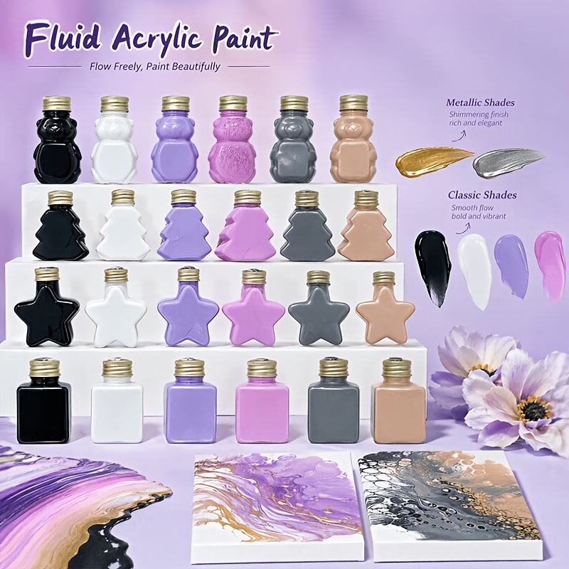 Acrylic Pour Paint - 6‑Color 50ml/1.69oz Fluid Acrylic Paint Set,