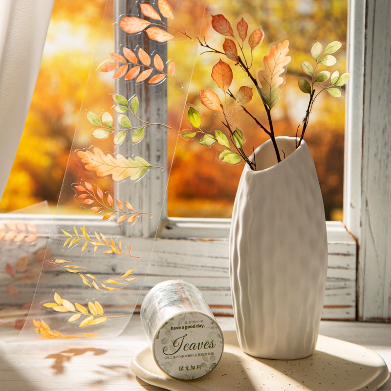 Art Craft Using Leaves - 6-roll pack, 6cm×200cm, leaf-themed PET die-cut