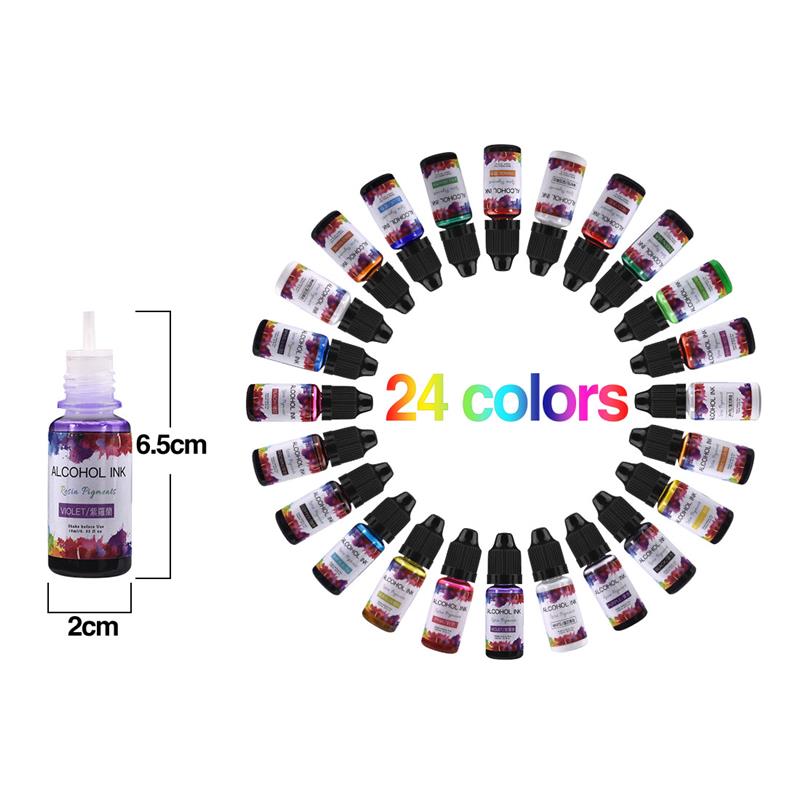 24 Color/Set 10ml  Resin Pigme - Alcohol Ink Set review and price
