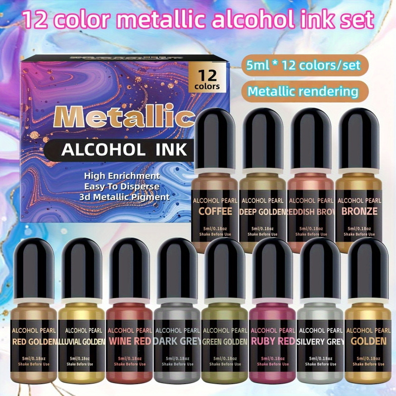 12Metallic color3DRendering Se - Alcohol Ink Set review and price